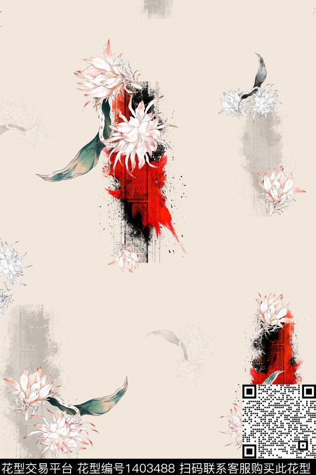 旗袍香云纱中国风数码印花花型下载（图片编号: 1403488） - 瓦栏（Walan）