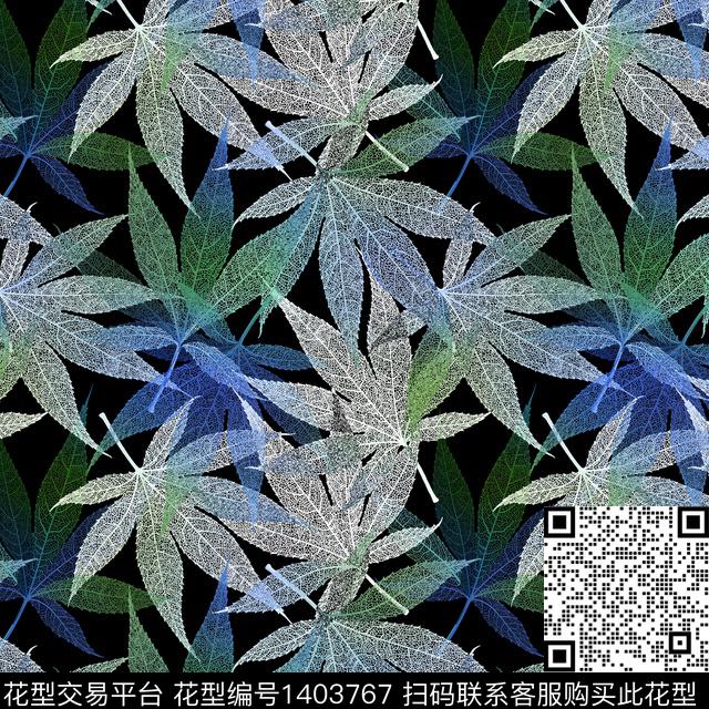 A-0026-1.jpg - 1403767 - 绿植树叶 数码花型 树枝 - 数码印花花型 － 男装花型设计 － 瓦栏