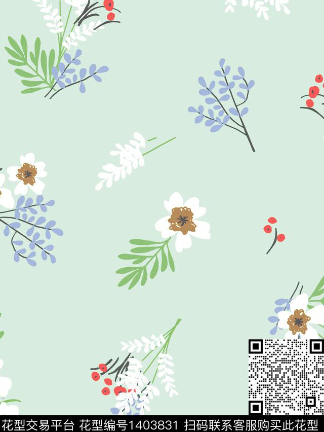 DSN2102041.jpg - 1403831 - 传统花型 小碎花 清爽 - 传统印花花型 － 童装花型设计 － 瓦栏