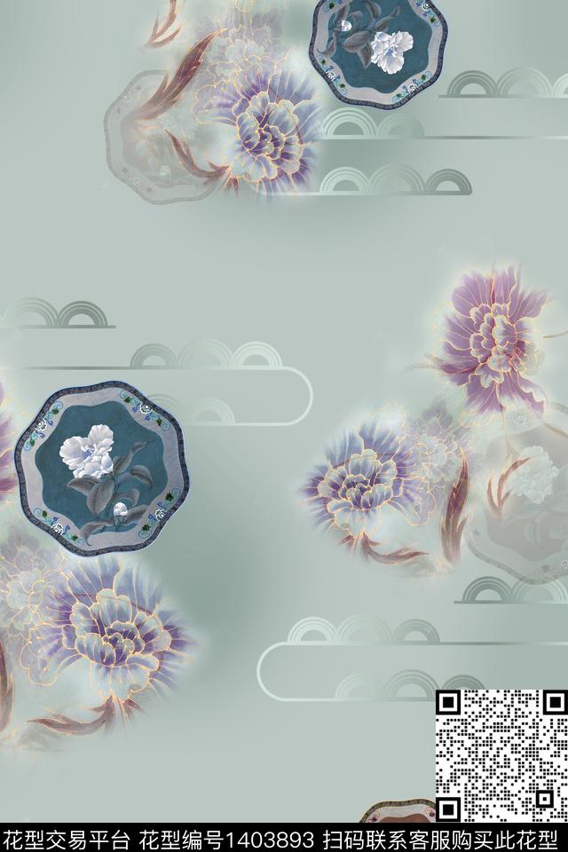 旗袍香云纱中国风数码印花花型下载（图片编号: 1403893） - 瓦栏（Walan）