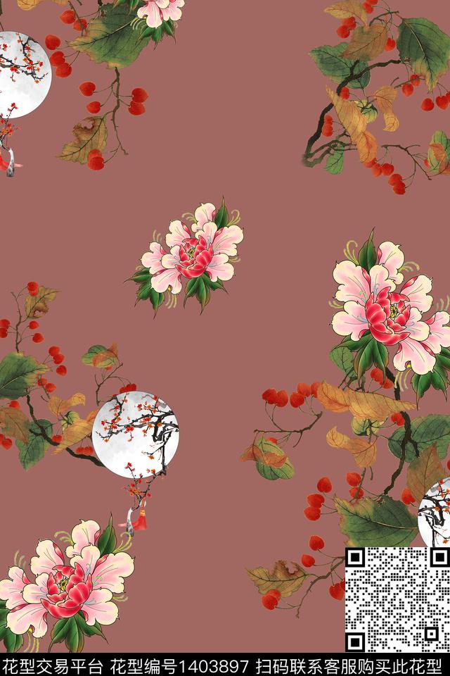 dear-20347-1.jpg - 1403897 - 旗袍 香云纱 中国 - 数码印花花型 － 女装花型设计 － 瓦栏