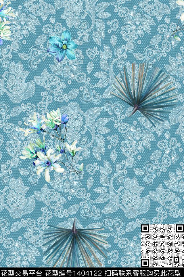 qx1848.jpg - 1404122 - 数码花型 花卉 网布蕾丝 - 数码印花花型 － 女装花型设计 － 瓦栏