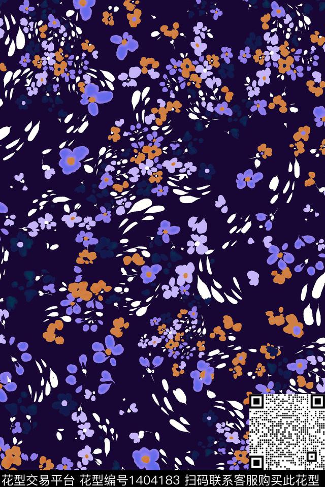花卉大牌风休闲数码印花花型下载（图片编号: 1404183） - 瓦栏（Walan）