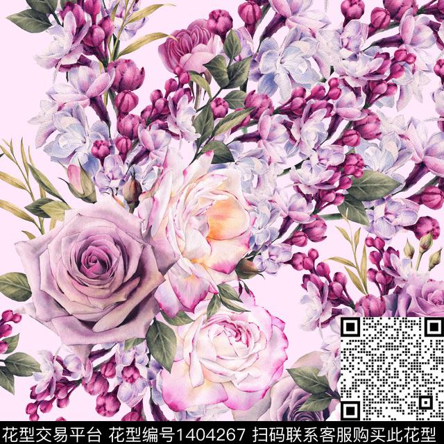 FT232.jpg - 1404267 - 花卉 大牌风 手绘 - 数码印花花型 － 女装花型设计 － 瓦栏