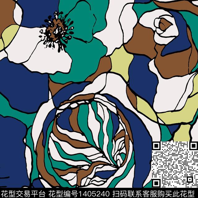 线条几何简约传统印花花型下载（图片编号: 1405240） - 瓦栏（Walan）