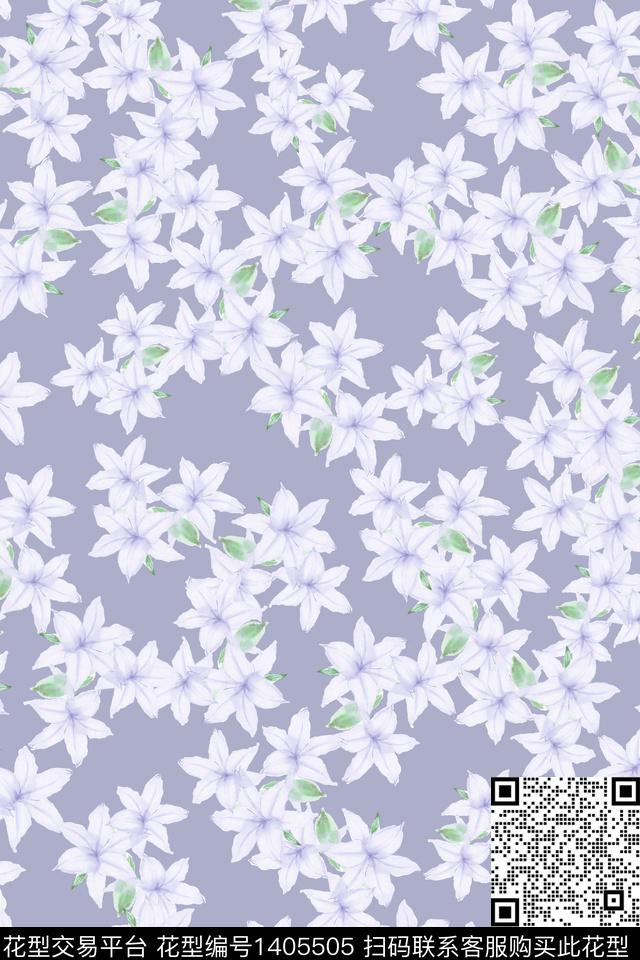 小碎花 兰花.jpg - 1405505 - 绿植树叶 花卉 百合 - 数码印花花型 － 女装花型设计 － 瓦栏