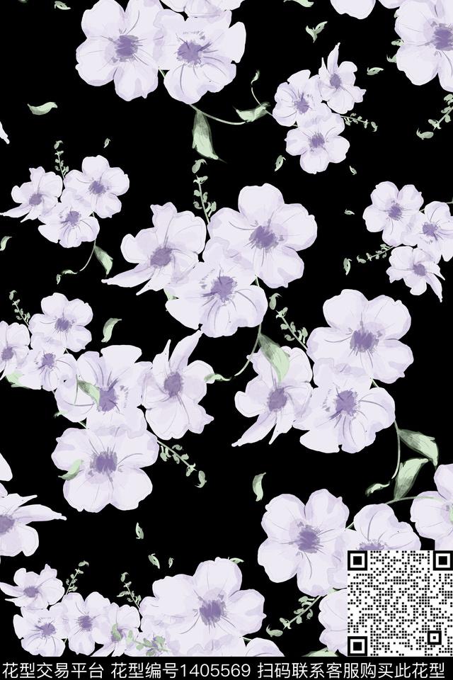 xsh.jpg - 1405569 - 绿植树叶 花卉 小碎花 - 数码印花花型 － 女装花型设计 － 瓦栏