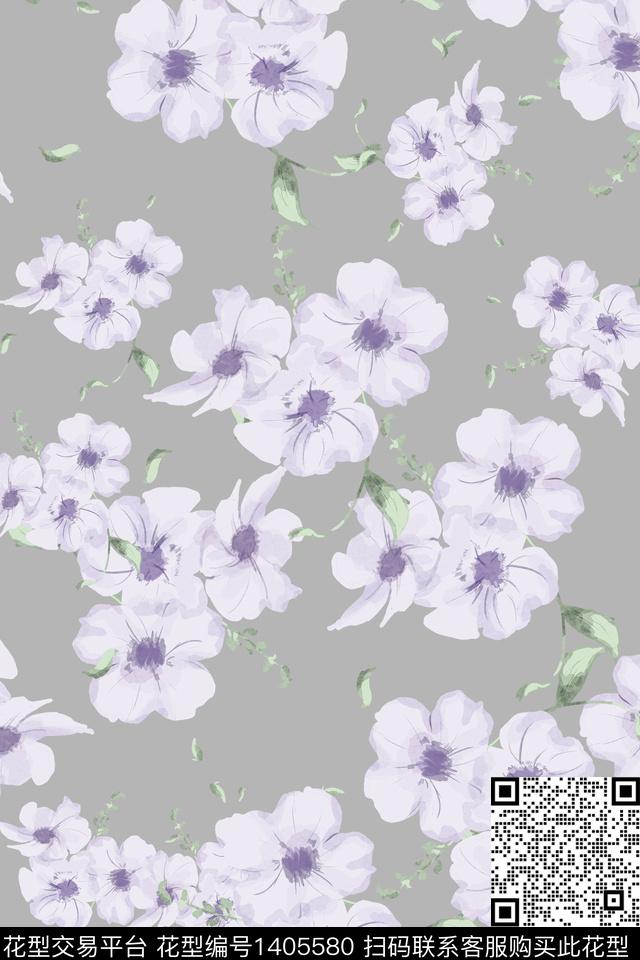 xsh.jpg - 1405580 - 绿植树叶 花卉 小碎花 - 数码印花花型 － 女装花型设计 － 瓦栏