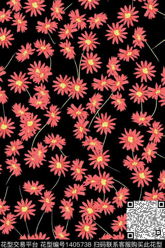 xsh xrk.jpg - 1405738 - 绿植树叶 花卉 小碎花 - 数码印花花型 － 女装花型设计 － 瓦栏