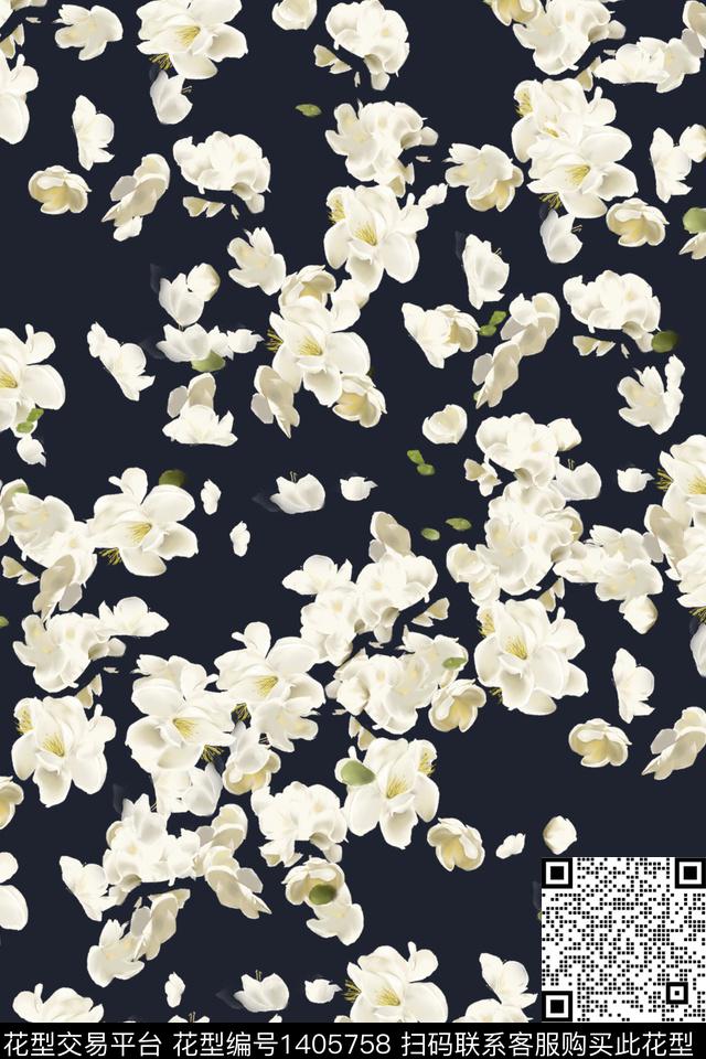xsh  mh.jpg - 1405758 - 黑底花卉 花卉 小碎花 - 数码印花花型 － 女装花型设计 － 瓦栏