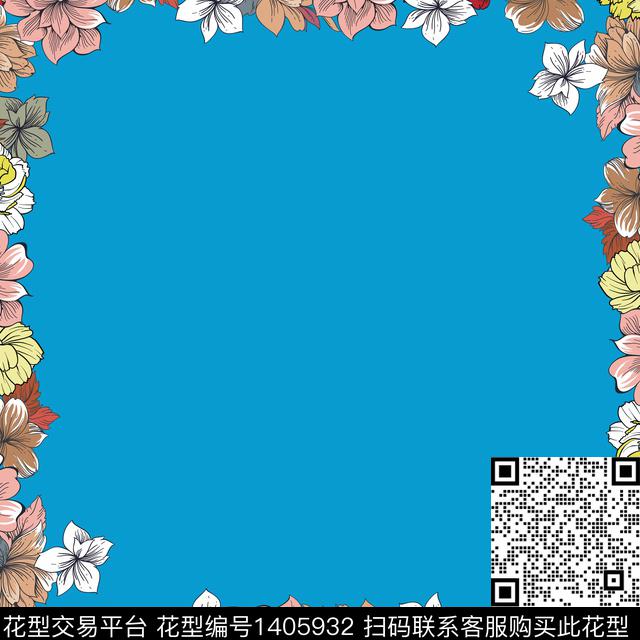 方巾清爽底花卉花卉传统印花花型下载（图片编号: 1405932） - 瓦栏（Walan）