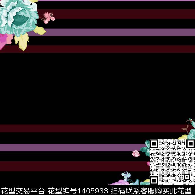 方巾花卉大牌风传统印花花型下载（图片编号: 1405933） - 瓦栏（Walan）