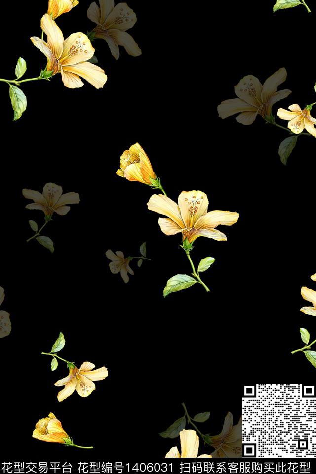 绿植树叶花卉大牌风数码印花花型下载（图片编号: 1406031） - 瓦栏（Walan）
