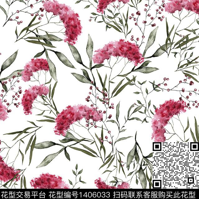 绿植树叶花卉大牌风数码印花花型下载（图片编号: 1406033） - 瓦栏（Walan）
