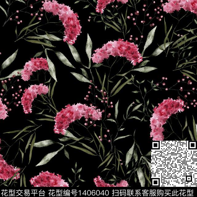 绿植树叶花卉大牌风数码印花花型下载（图片编号: 1406040） - 瓦栏（Walan）