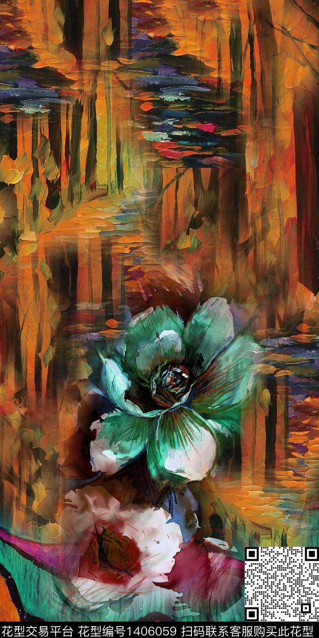 qx1880.jpg - 1406059 - 肌理 花卉 抽象 - 数码印花花型 － 女装花型设计 － 瓦栏