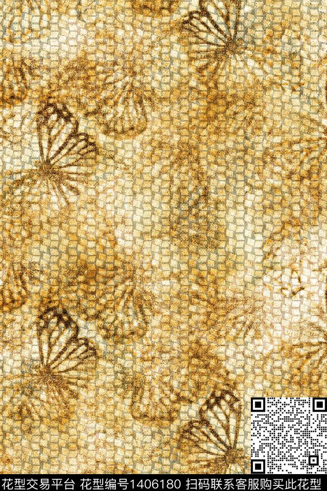 大牌风休闲蝴蝶数码印花花型下载（图片编号: 1406180） - 瓦栏（Walan）
