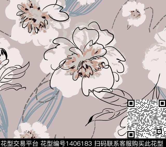 线条几何简约传统印花花型下载（图片编号: 1406183） - 瓦栏（Walan）