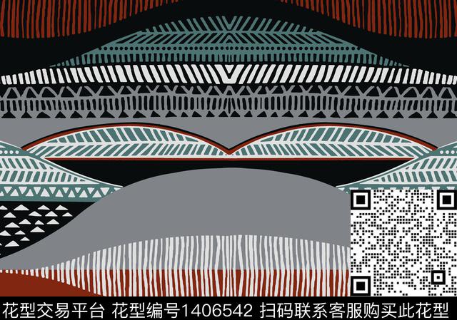 线条几何简约传统印花花型下载（图片编号: 1406542） - 瓦栏（Walan）