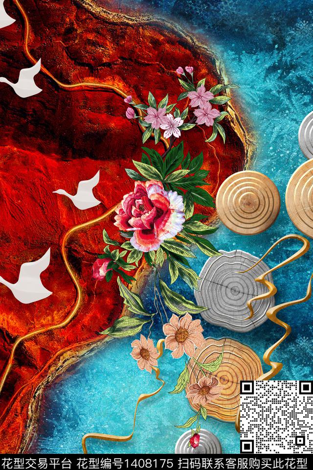 qx1988.jpg - 1408175 - 定位花 中国风定位花 肌理 - 数码印花花型 － 女装花型设计 － 瓦栏