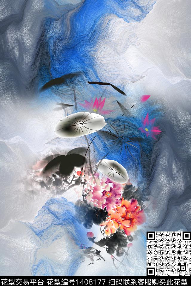 qx1990.jpg - 1408177 - 定位花 中国风定位花 肌理 - 数码印花花型 － 女装花型设计 － 瓦栏