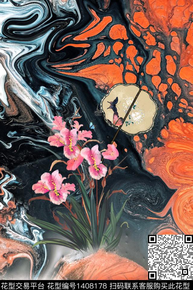 qx1991.jpg - 1408178 - 定位花 中国风定位花 肌理 - 数码印花花型 － 女装花型设计 － 瓦栏