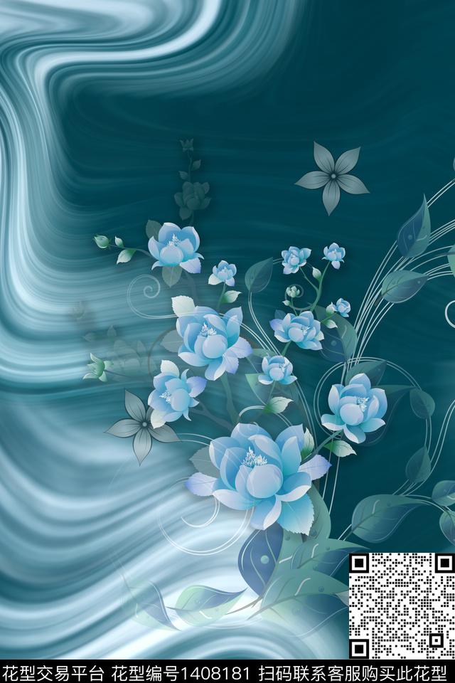qx1993.jpg - 1408181 - 定位花 中国风定位花 肌理 - 数码印花花型 － 女装花型设计 － 瓦栏