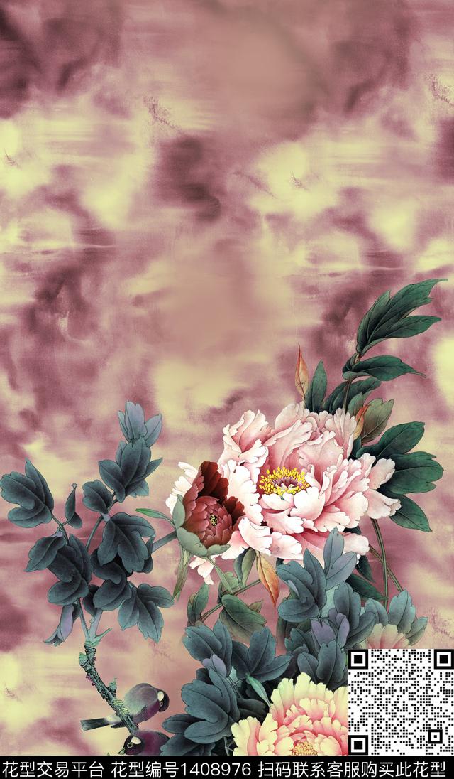 LDAA006.jpg - 1408976 - 花卉 香云纱 中国 - 传统印花花型 － 女装花型设计 － 瓦栏