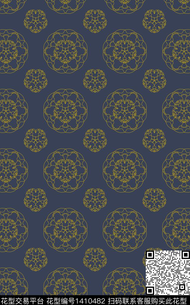 沙发.jpg - 1410482 - 几何 窗帘 大牌风 - 传统印花花型 － 沙发布花型设计 － 瓦栏