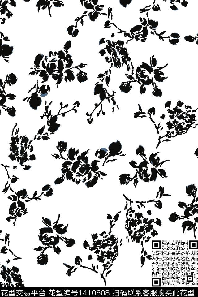 qx2052.jpg - 1410608 - 花卉 大牌风 小碎花 - 数码印花花型 － 女装花型设计 － 瓦栏