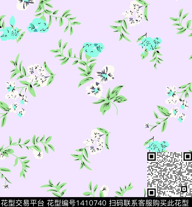 长条花.jpg - 1410740 - 数码花型 花卉 小碎花 - 数码印花花型 － 女装花型设计 － 瓦栏
