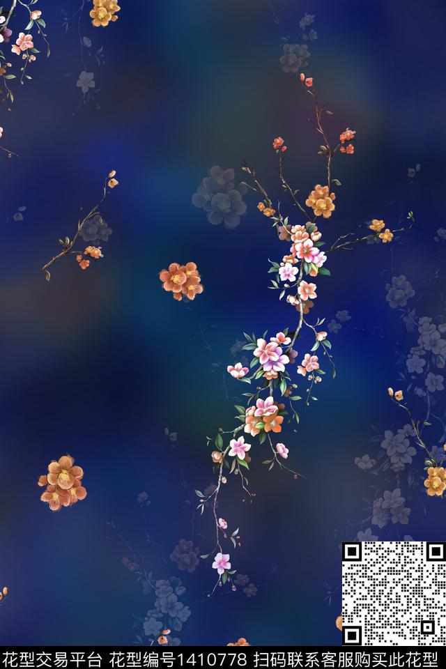 旗袍香云纱中国风数码印花花型下载（图片编号: 1410778） - 瓦栏（Walan）
