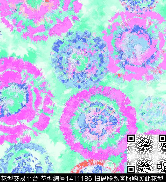 定位花数码花型扎染花型数码印花花型下载（图片编号: 1411186） - 瓦栏（Walan）
