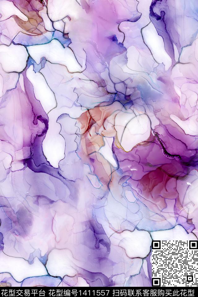 Z386.jpg - 1411557 - 肌理 扎染花型 抽象花卉 - 数码印花花型 － 女装花型设计 － 瓦栏