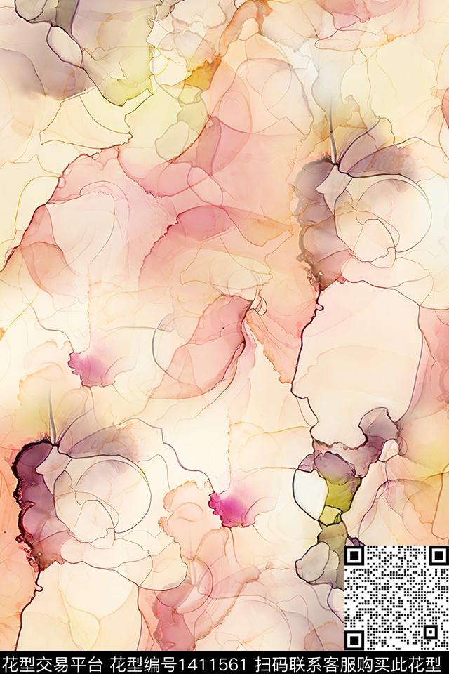 Z388.jpg - 1411561 - 肌理 扎染花型 抽象花卉 - 数码印花花型 － 女装花型设计 － 瓦栏