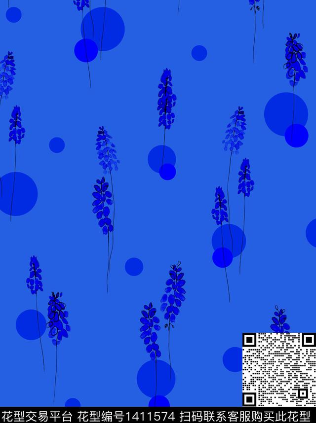 水彩花卉印花数码印花花型下载（图片编号: 1411574） - 瓦栏（Walan）