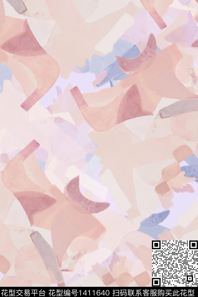 WC00487.jpg - 1411640 - 水彩 抽象花卉 大牌风 - 数码印花花型 － 女装花型设计 － 瓦栏