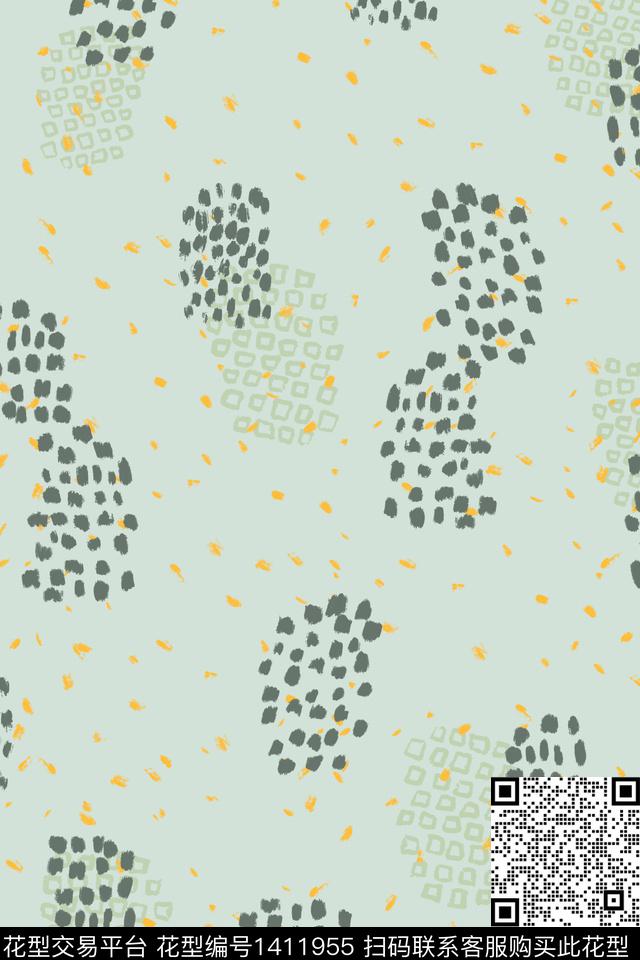 涂鸦几何抽象数码印花花型下载（图片编号: 1411955） - 瓦栏（Walan）