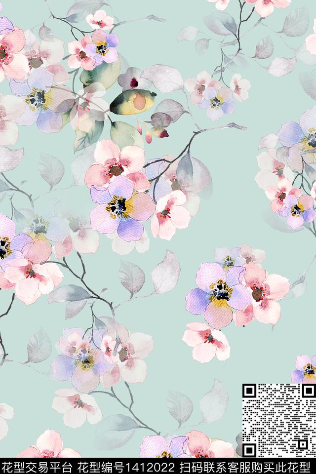 xZ1711.jpg - 1412022 - 花卉 小清新 真丝 - 数码印花花型 － 女装花型设计 － 瓦栏