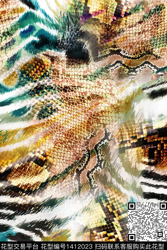 xZ1712.jpg - 1412023 - 时尚 豹纹 真丝 - 数码印花花型 － 女装花型设计 － 瓦栏