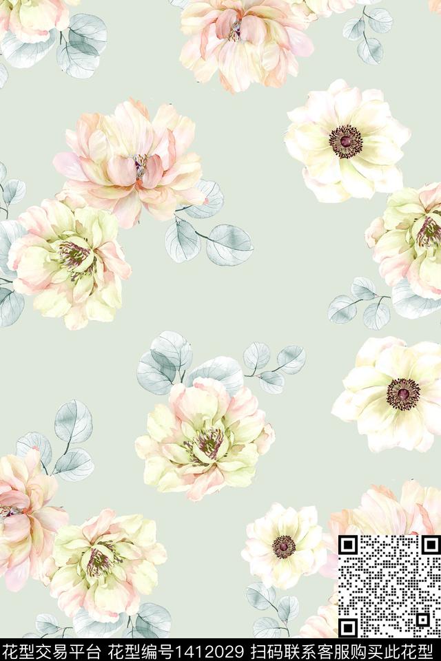 xZ1716.jpg - 1412029 - 花卉 小清新 真丝 - 数码印花花型 － 女装花型设计 － 瓦栏