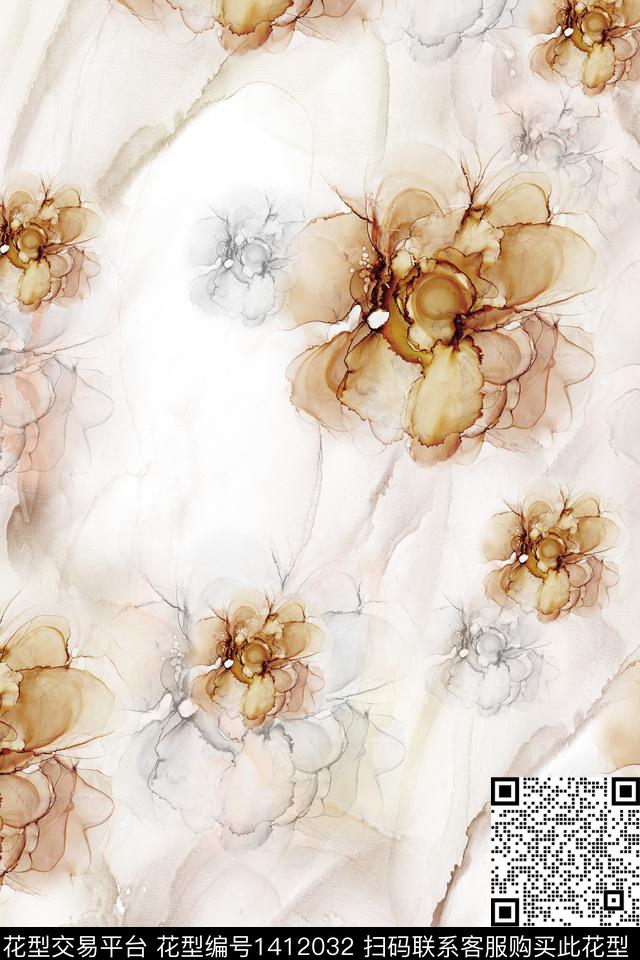 Z395.jpg - 1412032 - 肌理 扎染花型 抽象花卉 - 数码印花花型 － 女装花型设计 － 瓦栏