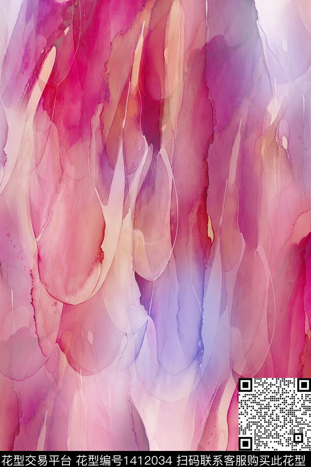 Z396.jpg - 1412034 - 肌理 扎染花型 抽象花卉 - 数码印花花型 － 女装花型设计 － 瓦栏