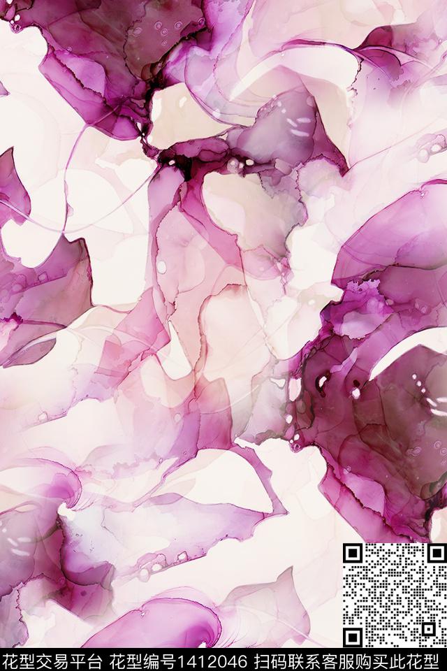 Z400.jpg - 1412046 - 肌理 扎染花型 抽象花卉 - 数码印花花型 － 女装花型设计 － 瓦栏