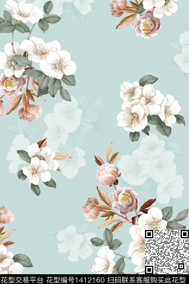 3.jpg - 1412160 - 绿植树叶 水彩 旗袍 - 传统印花花型 － 女装花型设计 － 瓦栏