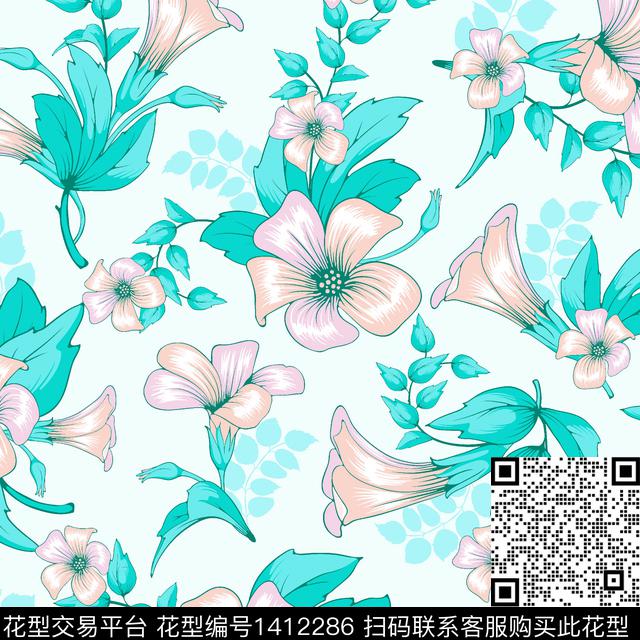 F4.jpg - 1412286 - 绿植树叶 花卉 植物 - 数码印花花型 － 女装花型设计 － 瓦栏