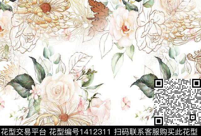 n116-04-10.jpg - 1412311 - 绿植树叶 抽象花卉 民族风 - 数码印花花型 － 女装花型设计 － 瓦栏