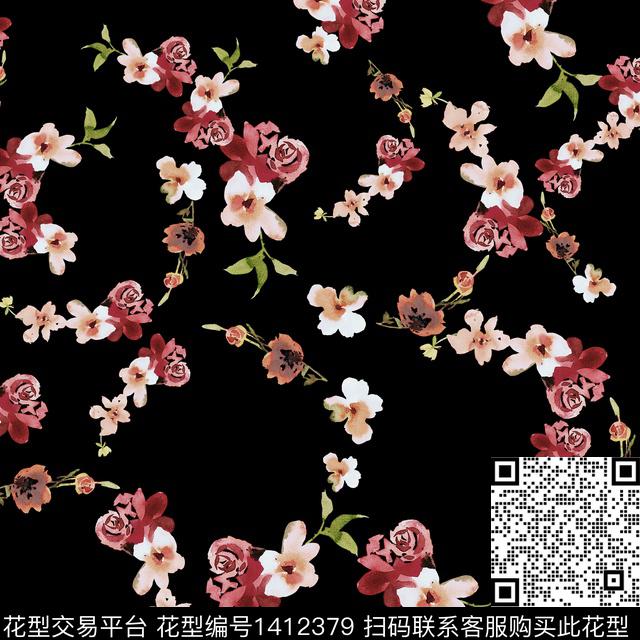 绿植树叶花卉植物数码印花花型下载（图片编号: 1412379） - 瓦栏（Walan）