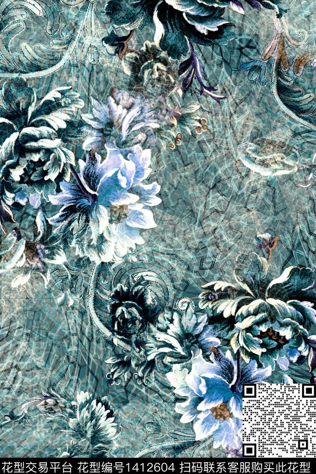 W&H-147.jpg - 1412604 - 花卉 抽象 中老年人花型 - 数码印花花型 － 女装花型设计 － 瓦栏
