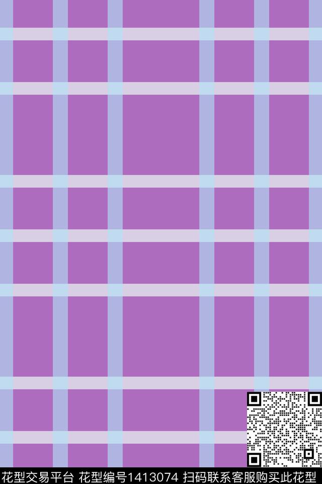 紫色格子.jpg - 1413074 - 线条 简约 格子 - 数码印花花型 － 女装花型设计 － 瓦栏